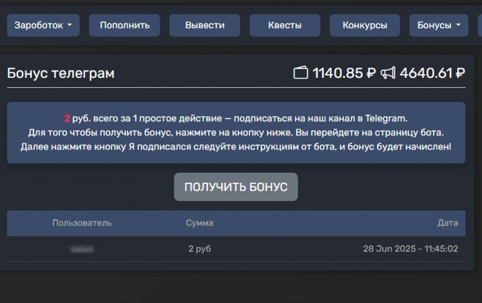 Бонус телеграм