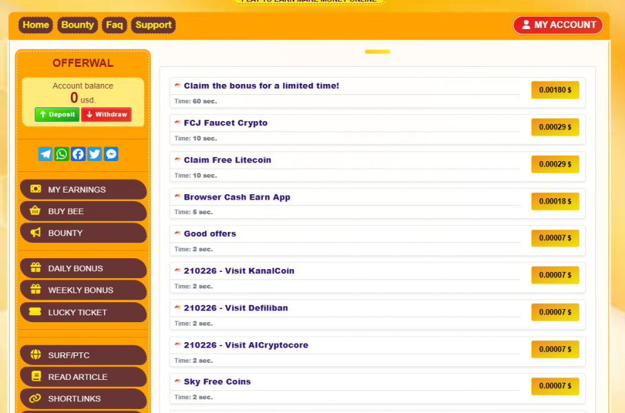 МОДУЛЬ FASTCORE СЕРФИНГ  И КОРОТКИЕ ССЫЛКИ API (ЧЕРЕЗ BITCOTASK)