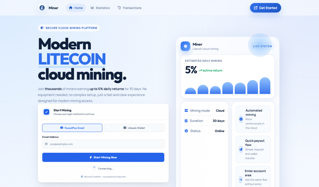 Litecoin Mining Script (Multi Login Facuetpay + Direct wallet)